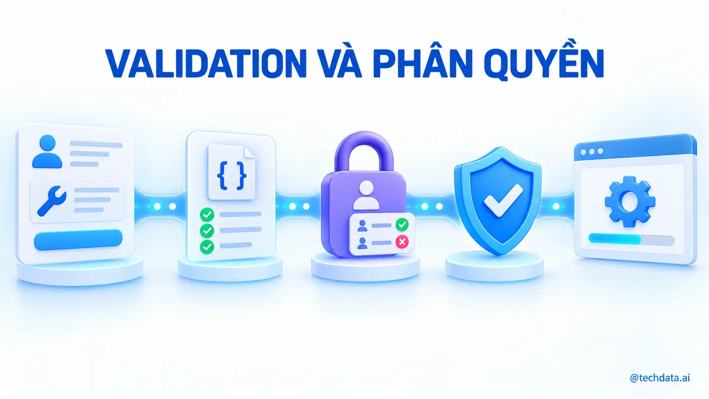 Validation và phân quyền khi gọi công cụ