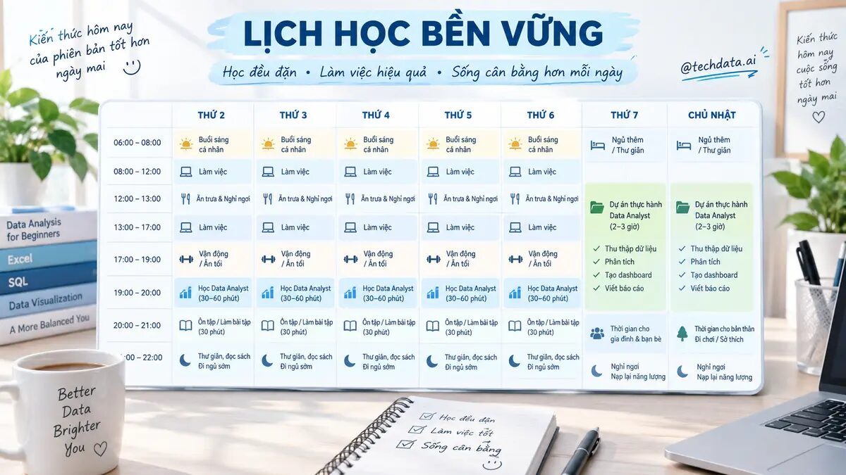 Lịch học Data Analyst bền vững cho người đi làm