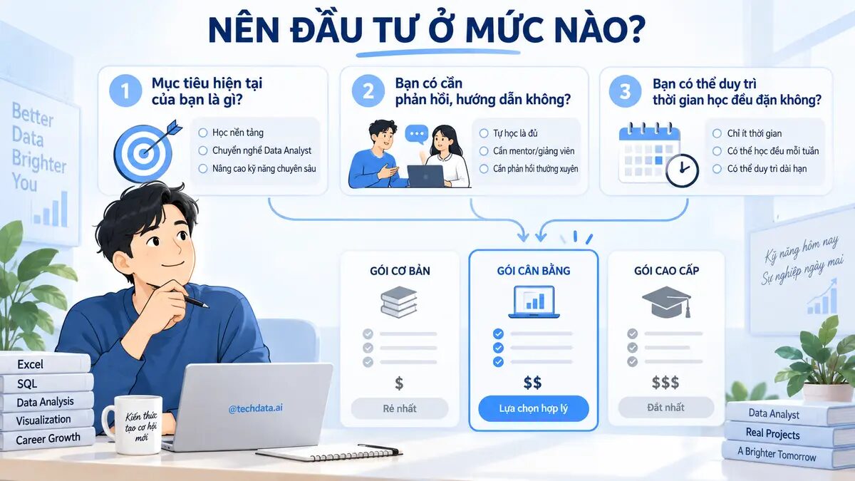 Cách lựa chọn mức đầu tư học Data Analyst phù hợp