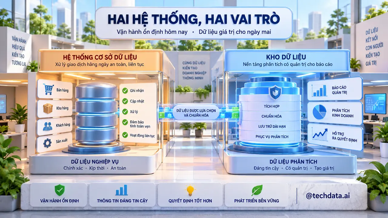 Database và Data Warehouse giữ hai vai trò bổ sung