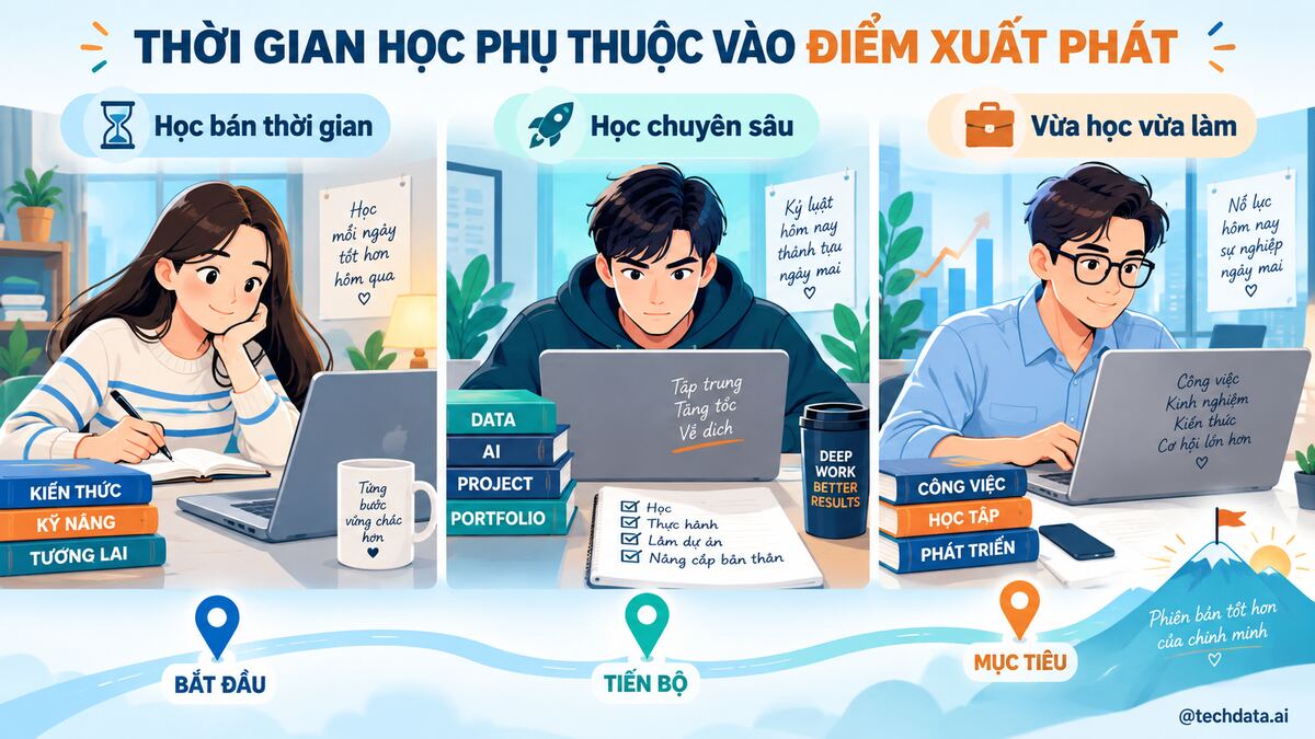 Lịch học Data Engineer phù hợp theo nền tảng và quỹ thời gian