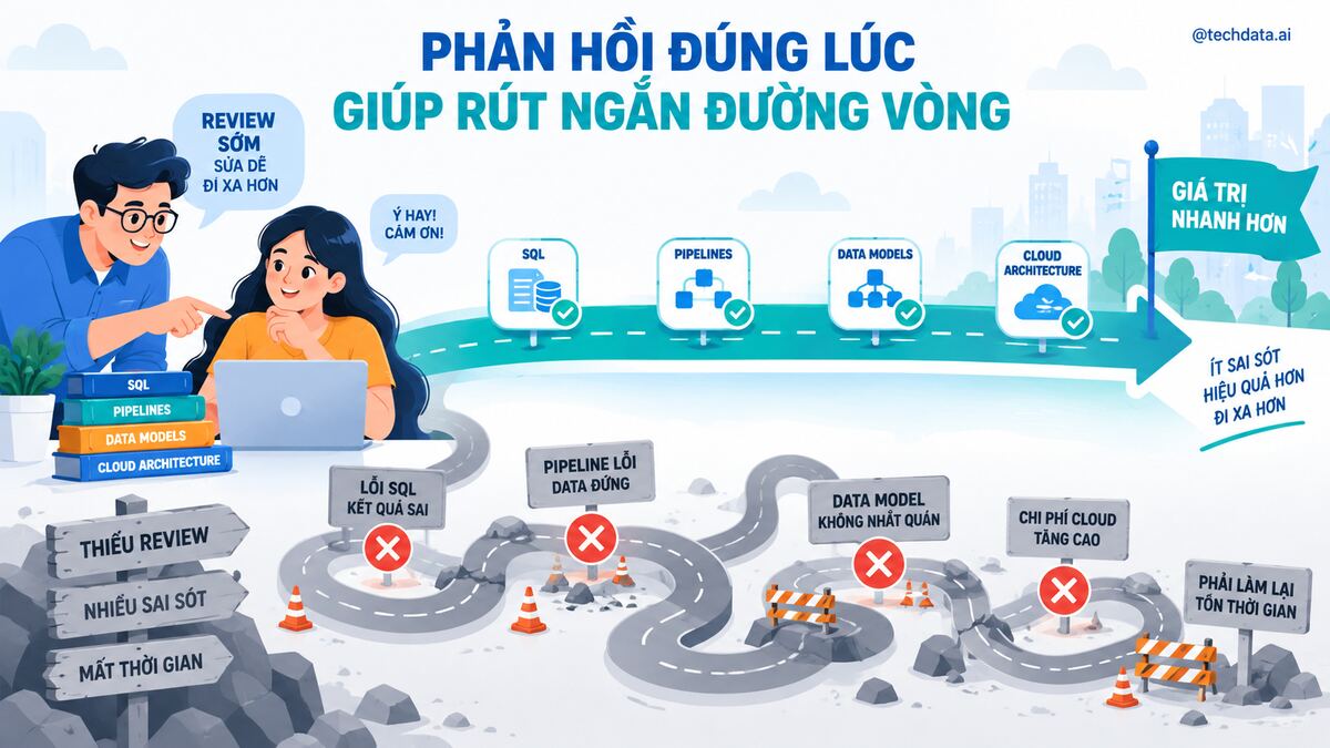 Mentor review và phản hồi trong chương trình đào tạo Data Engineer