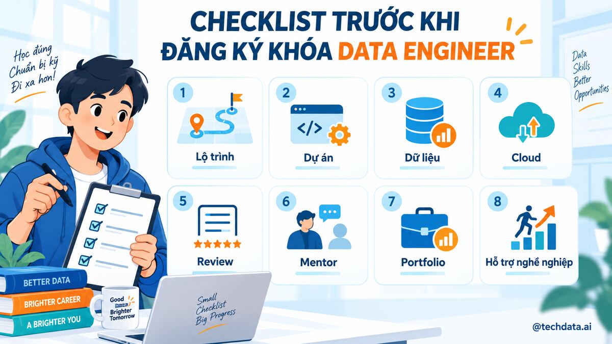 Checklist kiểm tra trước khi đăng ký khóa học Data Engineer
