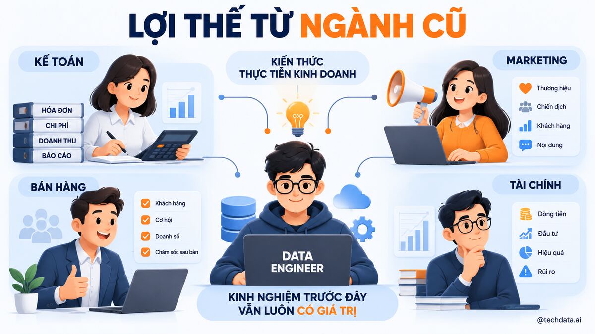 Lợi thế của kế toán, marketing, sales và tài chính khi chuyển sang Data Engineer