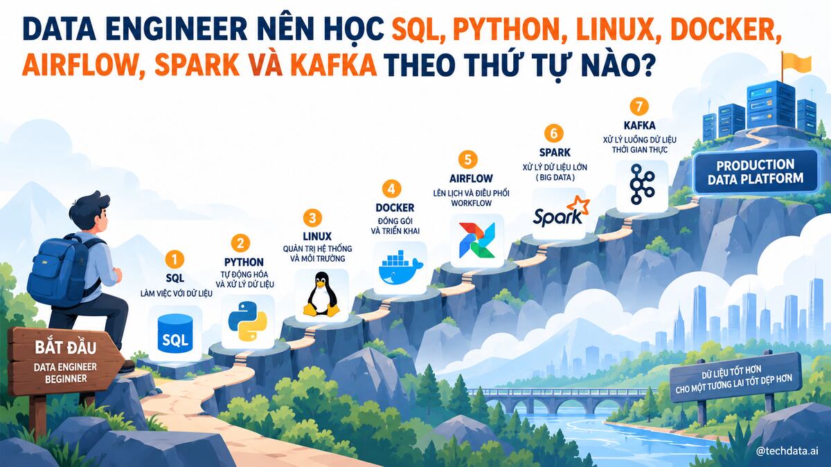 Thứ tự học các công nghệ quan trọng dành cho Data Engineer