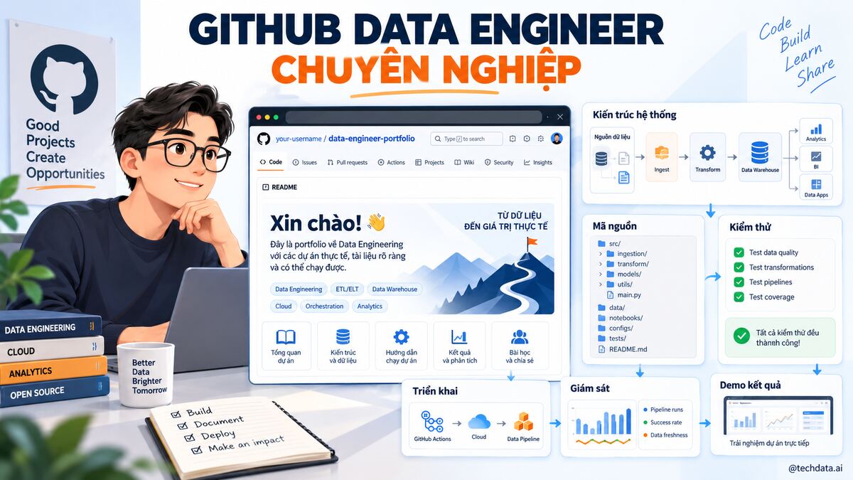 Cách trình bày GitHub và Portfolio Data Engineer chuyên nghiệp