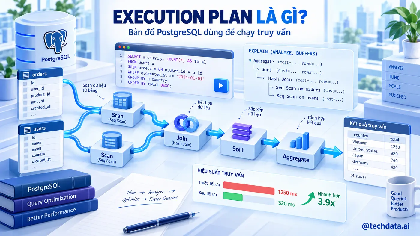 Execution plan PostgreSQL là bản đồ chạy truy vấn