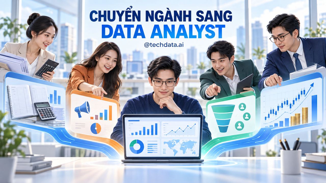 Chuyển ngành sang Data Analyst: Kế toán, Marketing, Sales và tài chính có lợi thế gì? Chuyển ngành sang Data Analyst: Kế toán, Marketing, Sales và tài chính có lợi thế gì?