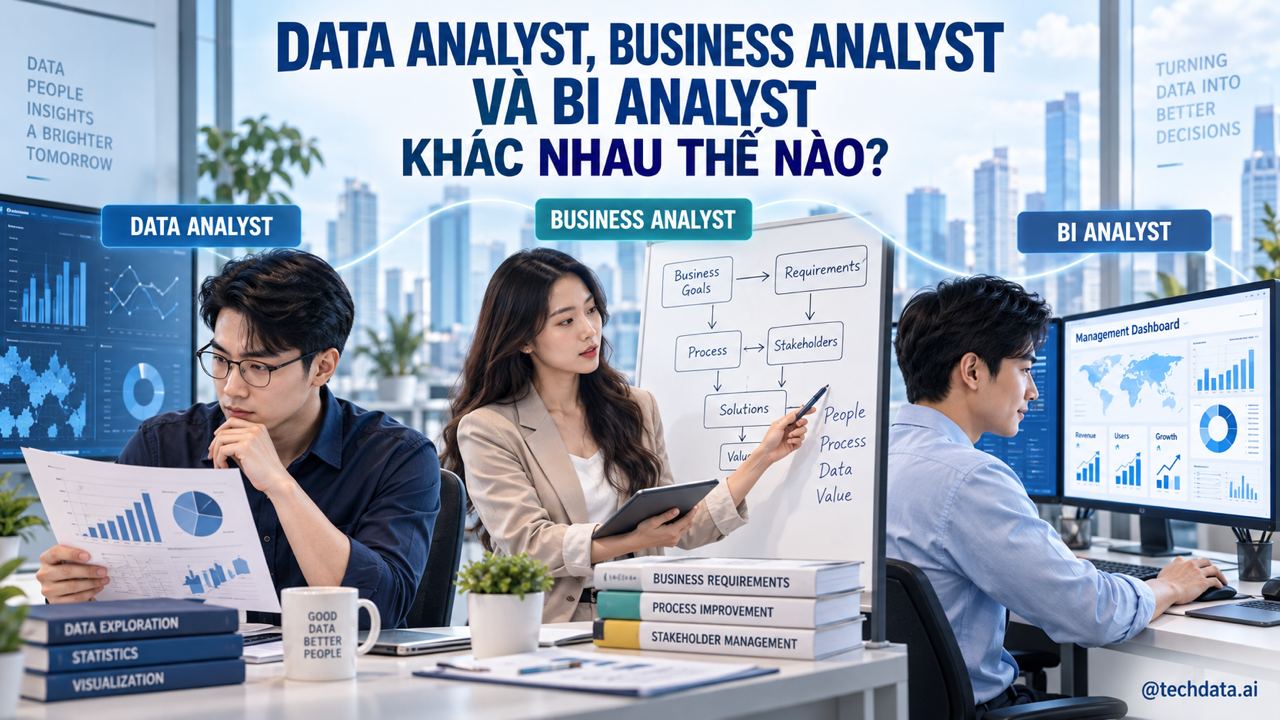 Data Analyst, Business Analyst và BI Analyst khác nhau thế nào?