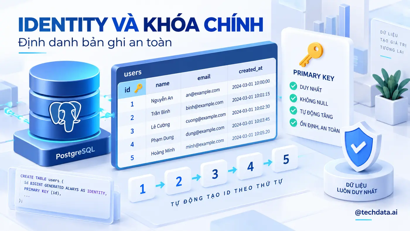 Identity và khóa chính PostgreSQL
