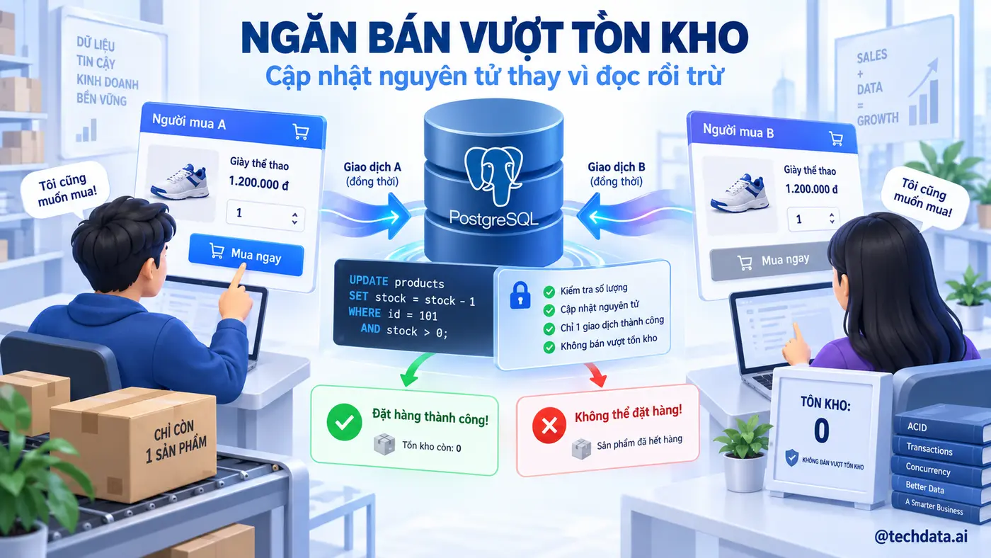 Ngăn bán vượt tồn kho bằng cập nhật nguyên tử