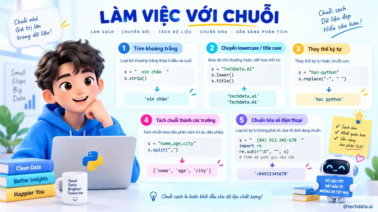 Làm việc và chuẩn hóa chuỗi trong Python