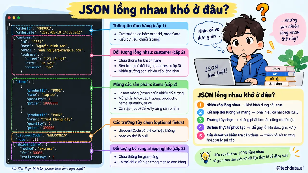 Bài toán dữ liệu JSON lồng nhau trong PySpark