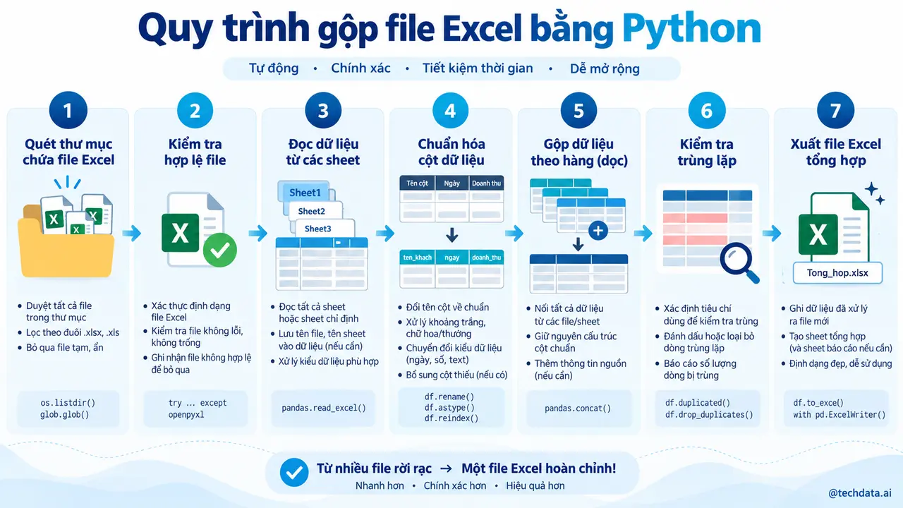 Quy trình gộp nhiều file Excel bằng Python