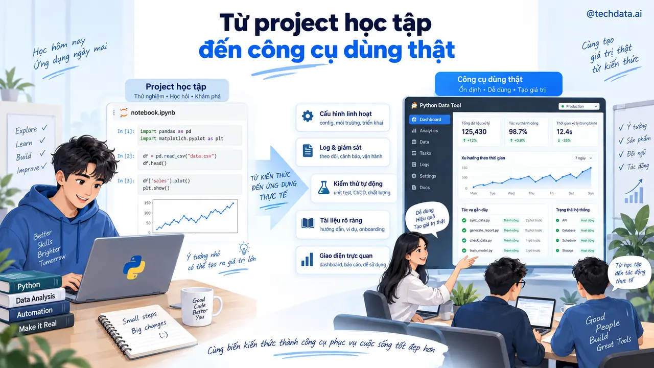 Nâng cấp project Python xử lý Excel thành công cụ dùng thật