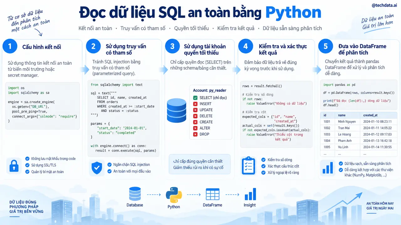 Đọc dữ liệu SQL an toàn bằng Python với truy vấn có tham số