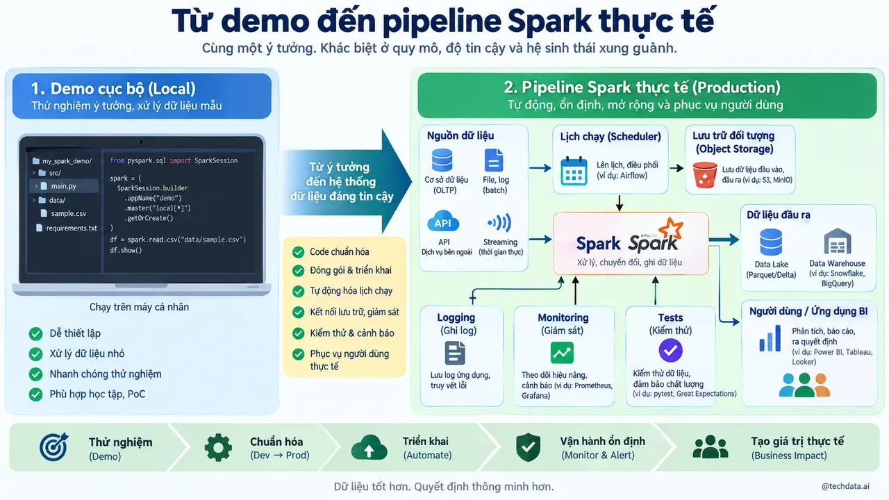 Nâng cấp pipeline Spark từ bản thử nghiệm lên môi trường vận hành