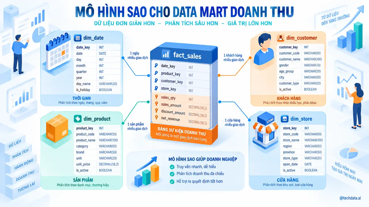 Mô hình sao cho Data Mart doanh thu