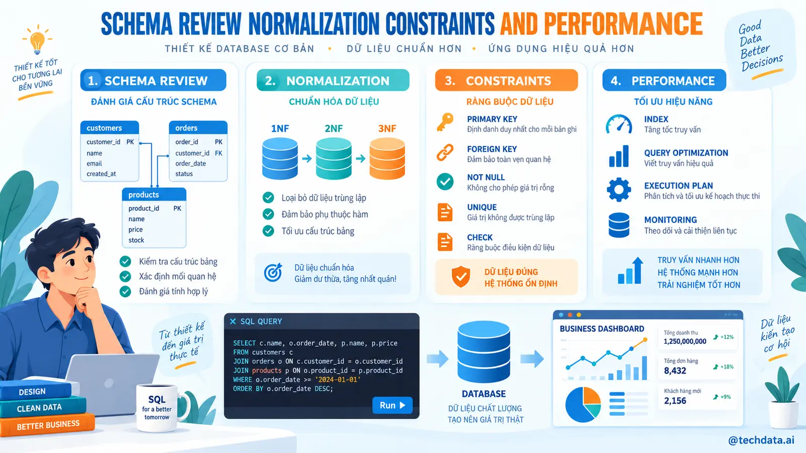Thiết kế database với khóa và index - @techdata.ai